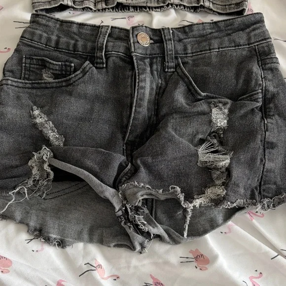 Gray Denim Bustier and Shorts Set - XS - Picture 3 of 6